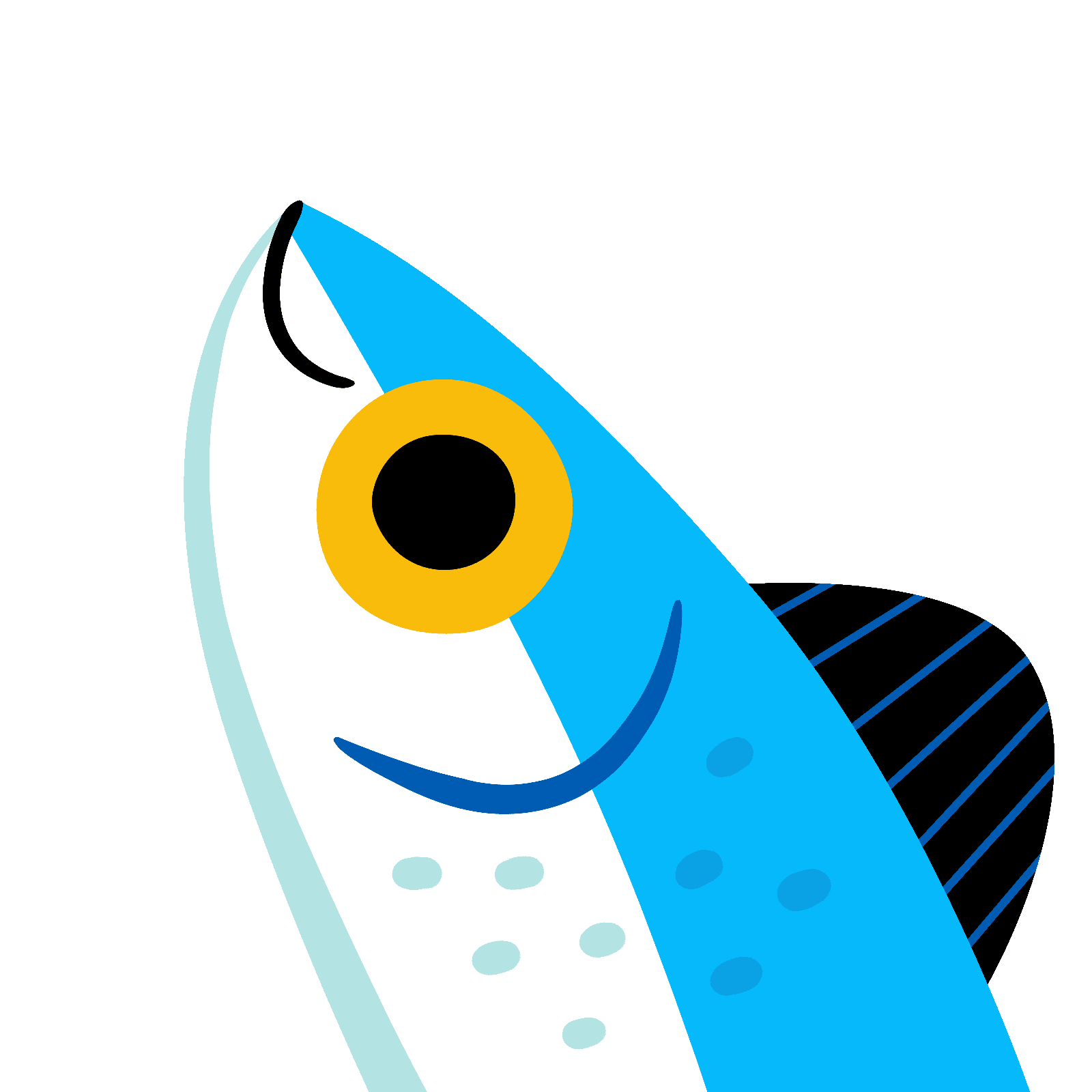 blue and white land fish